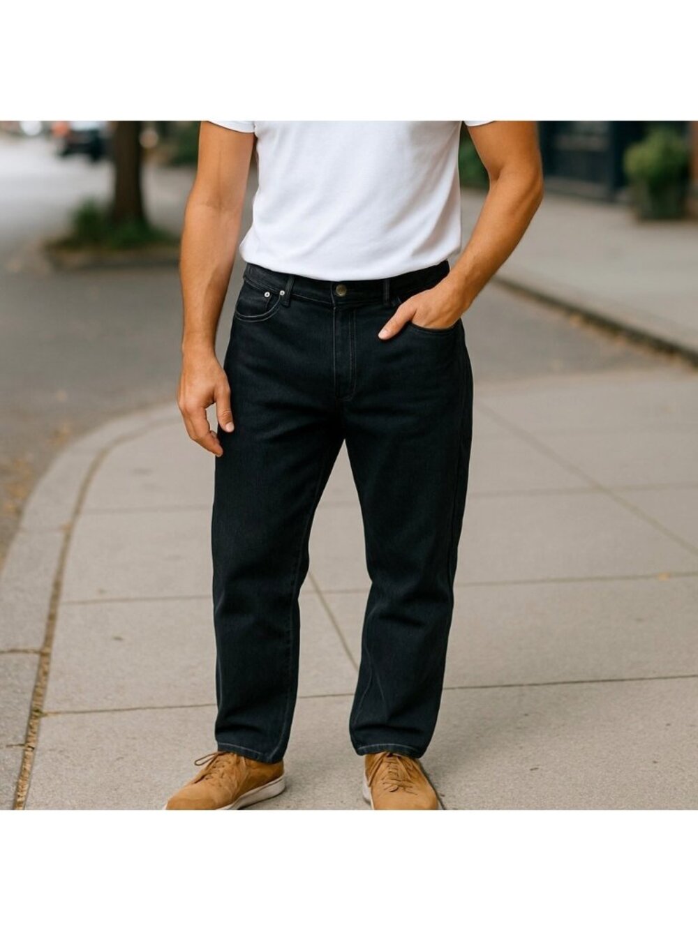Levi Strauss Mens Black Dark Wash 505 Regular Fit Jeans 40x30 Normcore Preppy